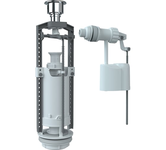 Изображение товара Комплект арматуры клапан спускной и наполнительный Unicorn с боковой подводкой (кнопка хром) SM-B/H