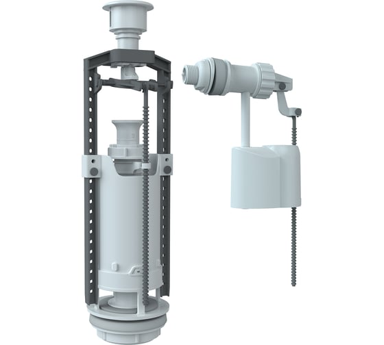 Изображение товара Комплект арматуры клапан спускной и наполнительный Unicorn с боковой подводкой (кнопка белая) SM-B/W