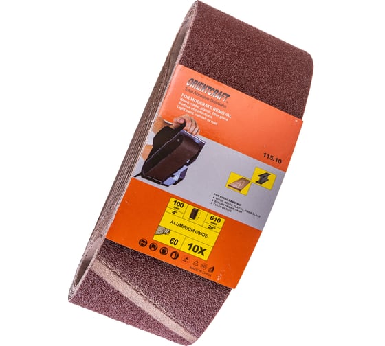 Изображение товара Лента абразивная бесконечная тканевая (10 шт; 100x610 мм; P60) Orientcraft OCE100610060