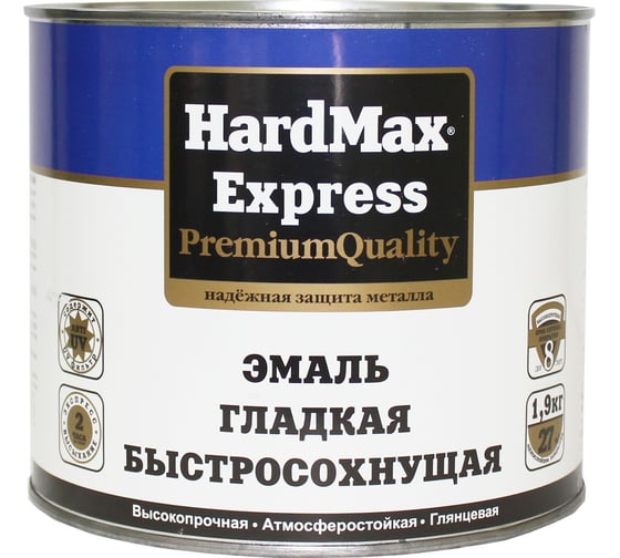 Изображение товара Быстросохнущая эмаль HardMax EXPRESS гладкая, белая, банка 2.7 кг 4690417076796