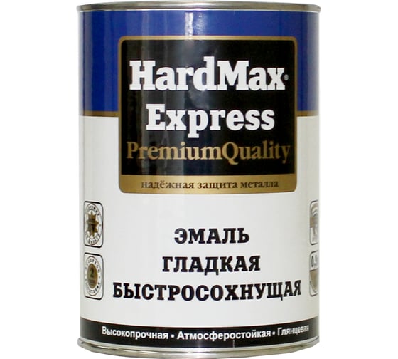 Изображение товара Быстросохнущая эмаль HardMax EXPRESS гладкая, зеленая, банка 0.9 кг 4690417077014