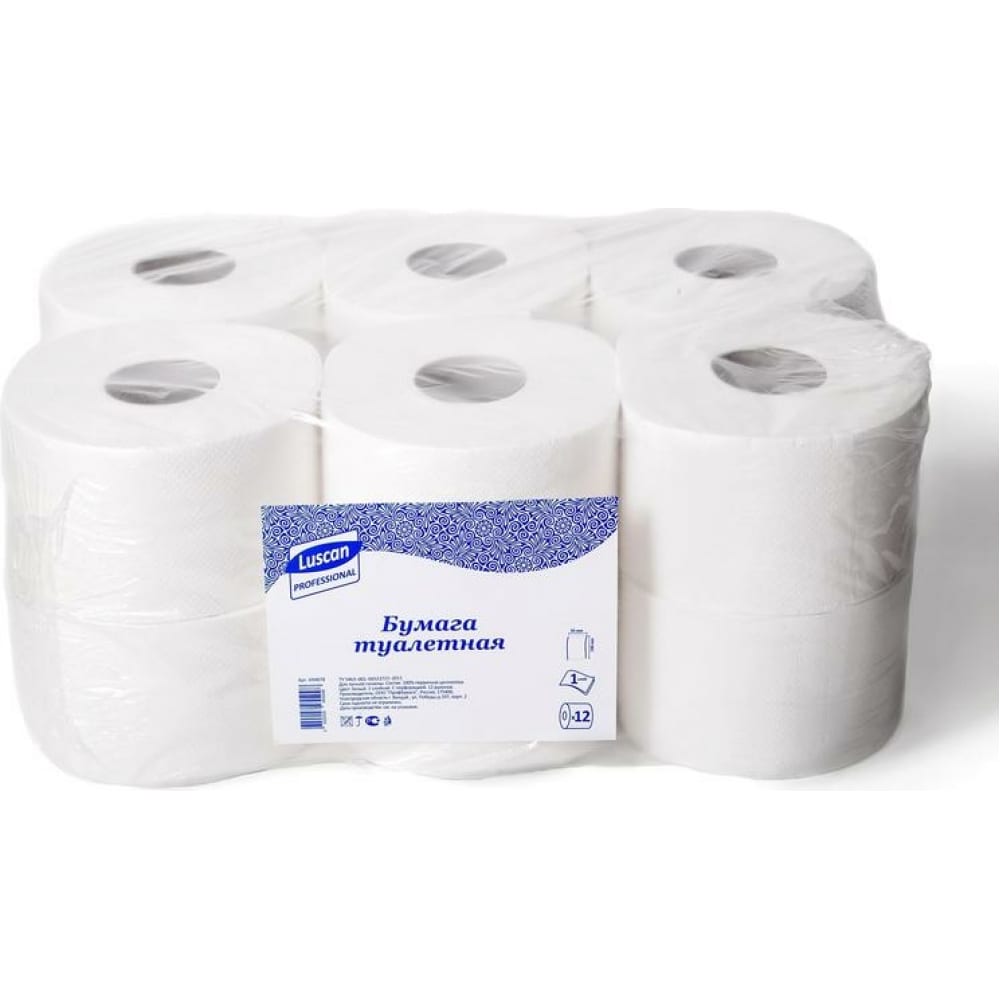 Однослойная туалетная бумага Luscan Professional, цвет белый