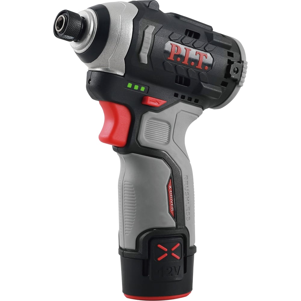 Изображение товара Винтоверт аккумуляторный бесщёточный P.I.T. IMPACT 12В, 120Нм, 3 скорости, HEX 1/4", 1 акб 2Ач, ЗУ PSD12K-120A/1
