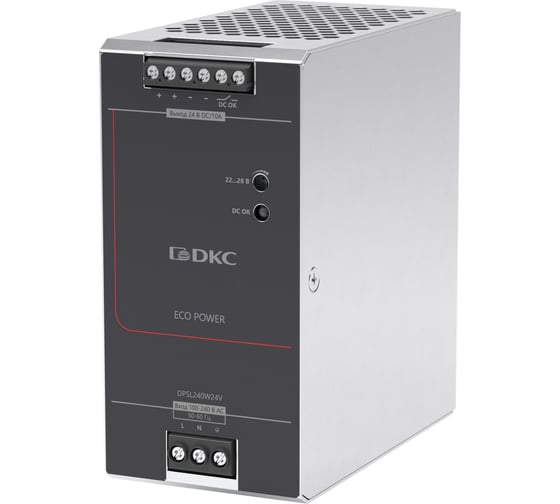 Изображение товара Источник питания DKC ECO POWER однофазный, 240 Вт, 10А, 24В 1 шт DPSL240W24V