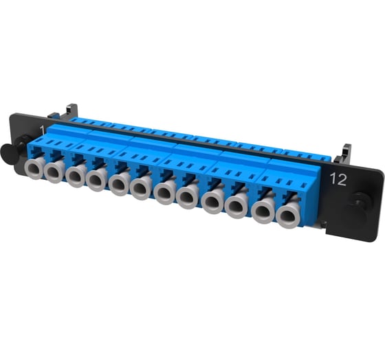 Изображение товара Адаптерная планка DKC с установленными 6xLC Duplex адаптерами aligned key цвет адаптера синий, OS2, 1/2 HU 1 шт RNAP6LHUS