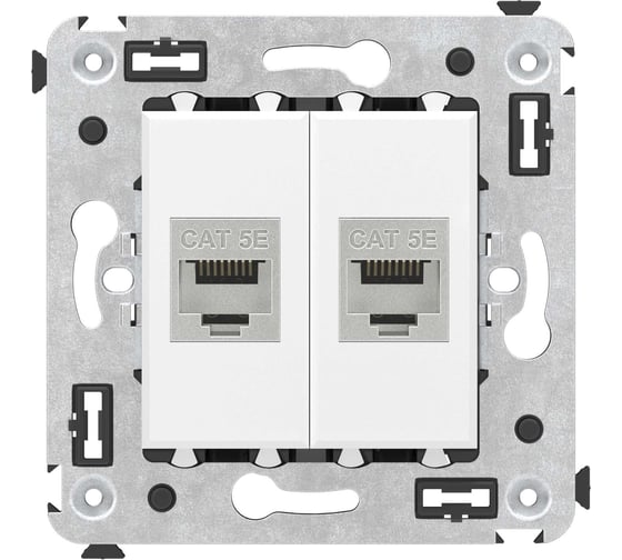 Изображение товара Компьютерная розетка DKC RJ 45, без шторки, в стену, кат.5e, двойная, экранированная, Avanti, Белое облако, 1 шт. 4400764