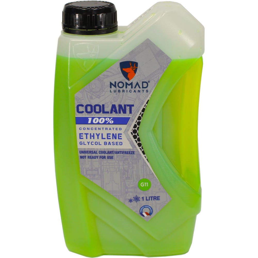 Изображение товара Охлаждающая жидкость концентрат NOMAD Long Life Coolant/Antifreeze Concentrate G11 100% разбавлять дистиллированной водой 1/1, цвет зеленый флуоресцентный 1 л 35154