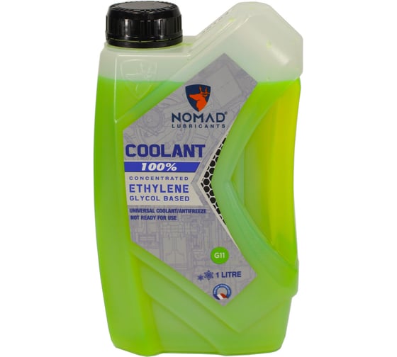 Изображение товара Охлаждающая жидкость концентрат NOMAD Long Life Coolant/Antifreeze Concentrate G11 100% разбавлять дистиллированной водой 1/1, цвет зеленый флуоресцентный 1 л 35154