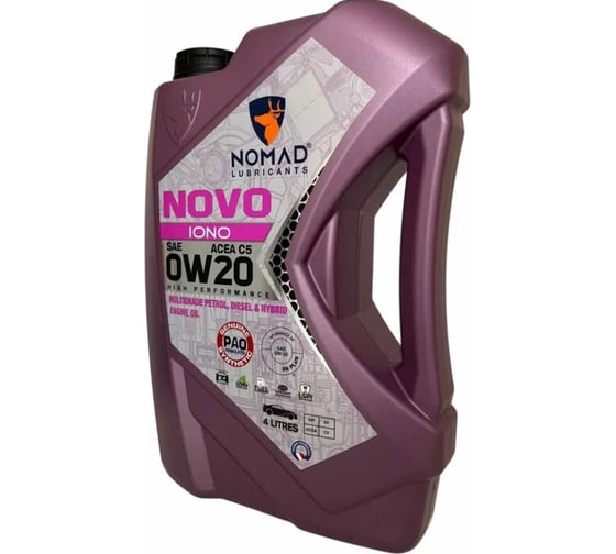 Изображение товара Масло моторное синтетическое для легковых а/м NOMAD Novo iono SAE 0W20 ACEA C5, API SP 4л 13417