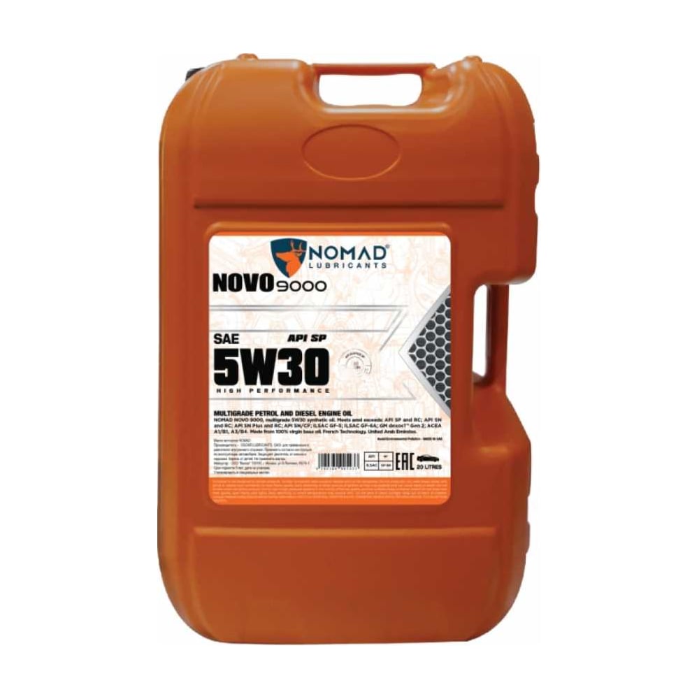Изображение товара Масло моторное синтетическое Nomad NOVO 9000 SAE 5W30 API SP 20л Канистра