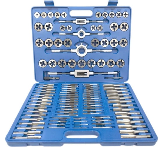 Изображение товара Набор метчиков и плашек МаякАвто метрический 110пр.(подшипниковая сталь) 5183вт