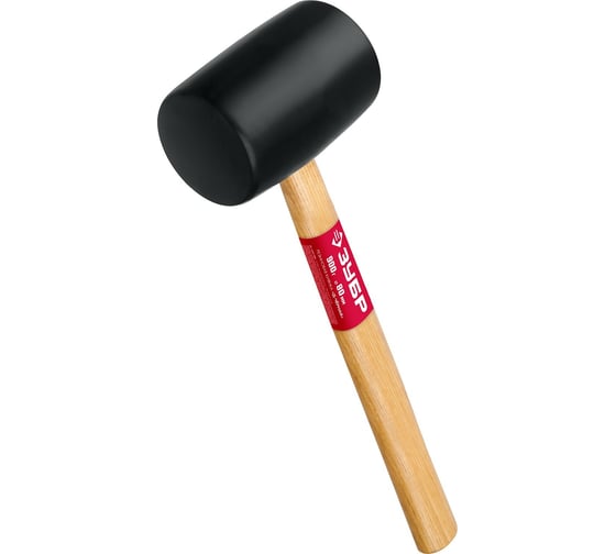 Изображение товара Чёрная резиновая киянка с деревянной рукояткой ЗУБР 900г 2050-90_z02