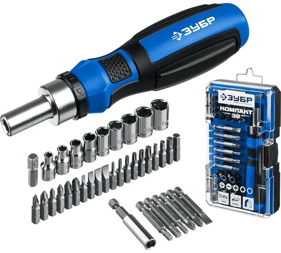 Изображение товара Компакт-38 набор: реверсивная отвертка с насадками 38 шт ЗУБР 25165-H38_z01