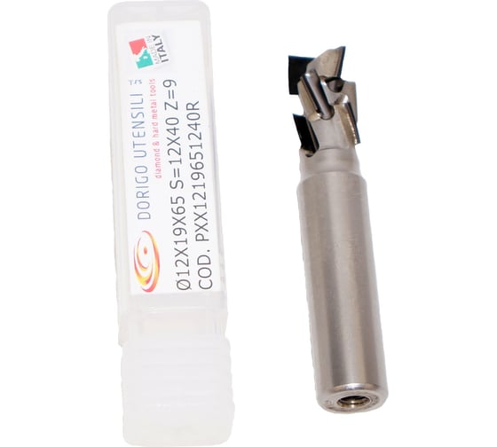 Изображение товара Фреза концевая алмазная Dorigo Нестинг DA:Ø12x19x65 Z=9 H=3 RH 20 м/мин КОРПУС СПЕЦСТАЛЬ PXX1219651240R