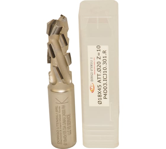 Изображение товара Фреза концевая алмазная Dorigo DA: Ø18x44.5x105 Z2+2 20x50 Z=10+1 H=3 RH P4D03.ICJ10.301.R