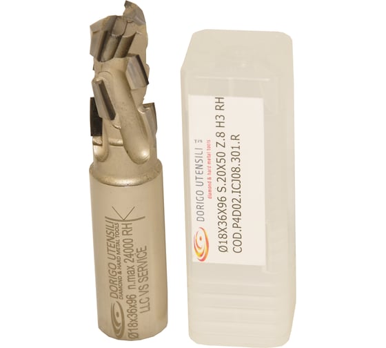 Изображение товара Фреза концевая алмазная Dorigo DA: Ø18x36x96 Z2+2 S=20x50 Z=08 H=3 RH P4D02.ICJ08.301.R