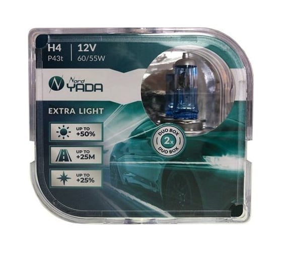 Изображение товара Лампа Nord-Yada H4 12V 60/55W EXTRA LIGHT +50 % Plastic case - 2 шт 907364