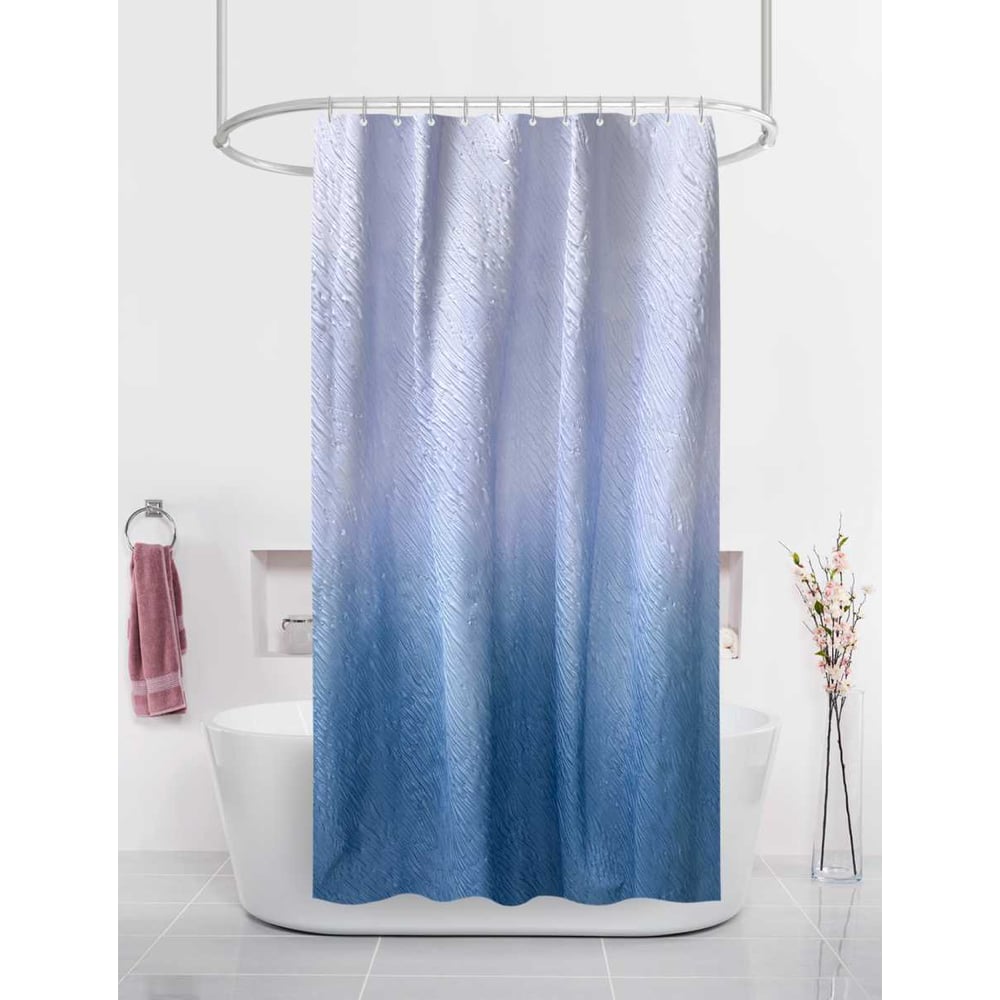 Изображение товара Штора для ванн Dasch 180x180 Волны голубой микрофибра водоотталкивающая
