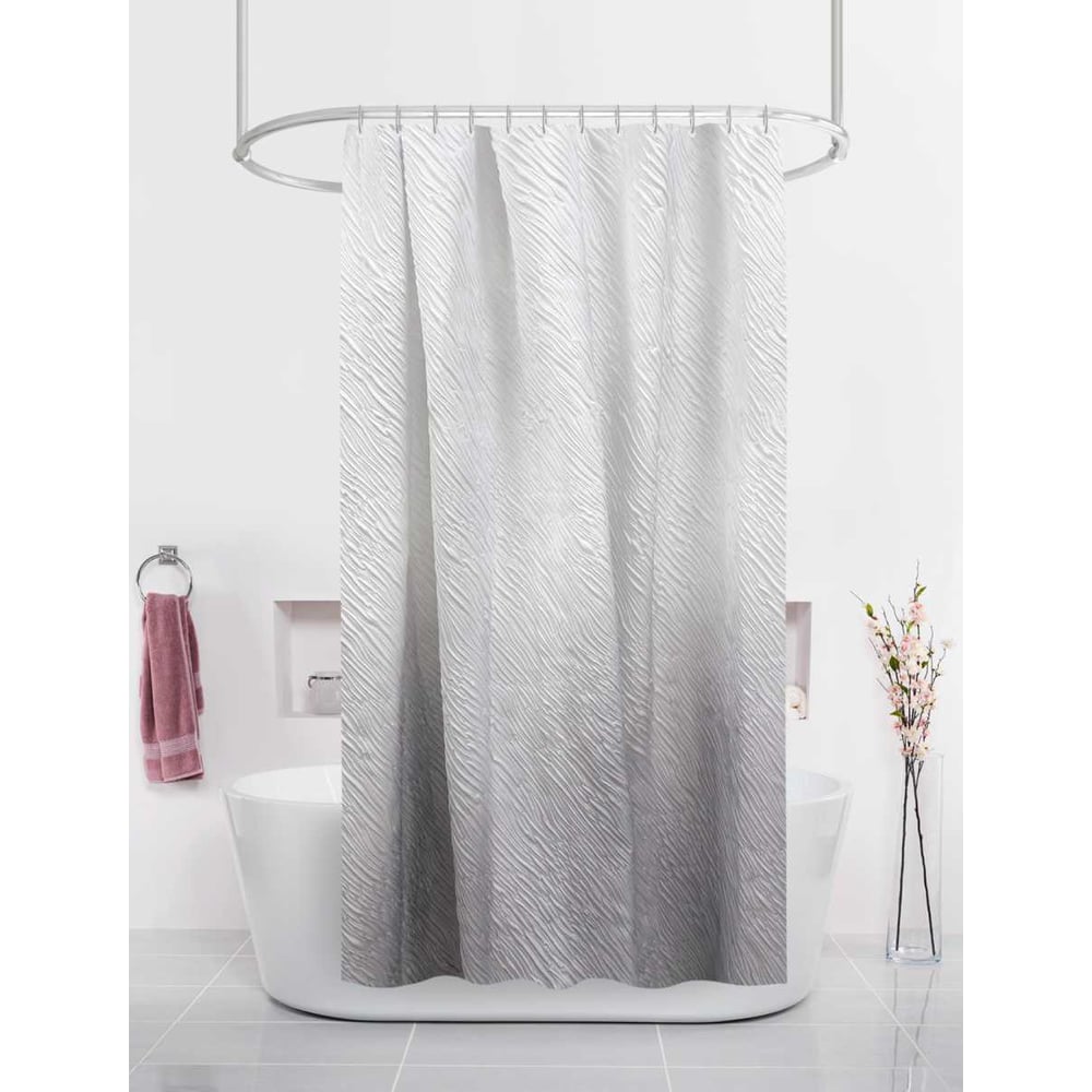 Изображение товара Штора для ванн Dasch 180x180 см волна серый водоотталкивающая микрофибра