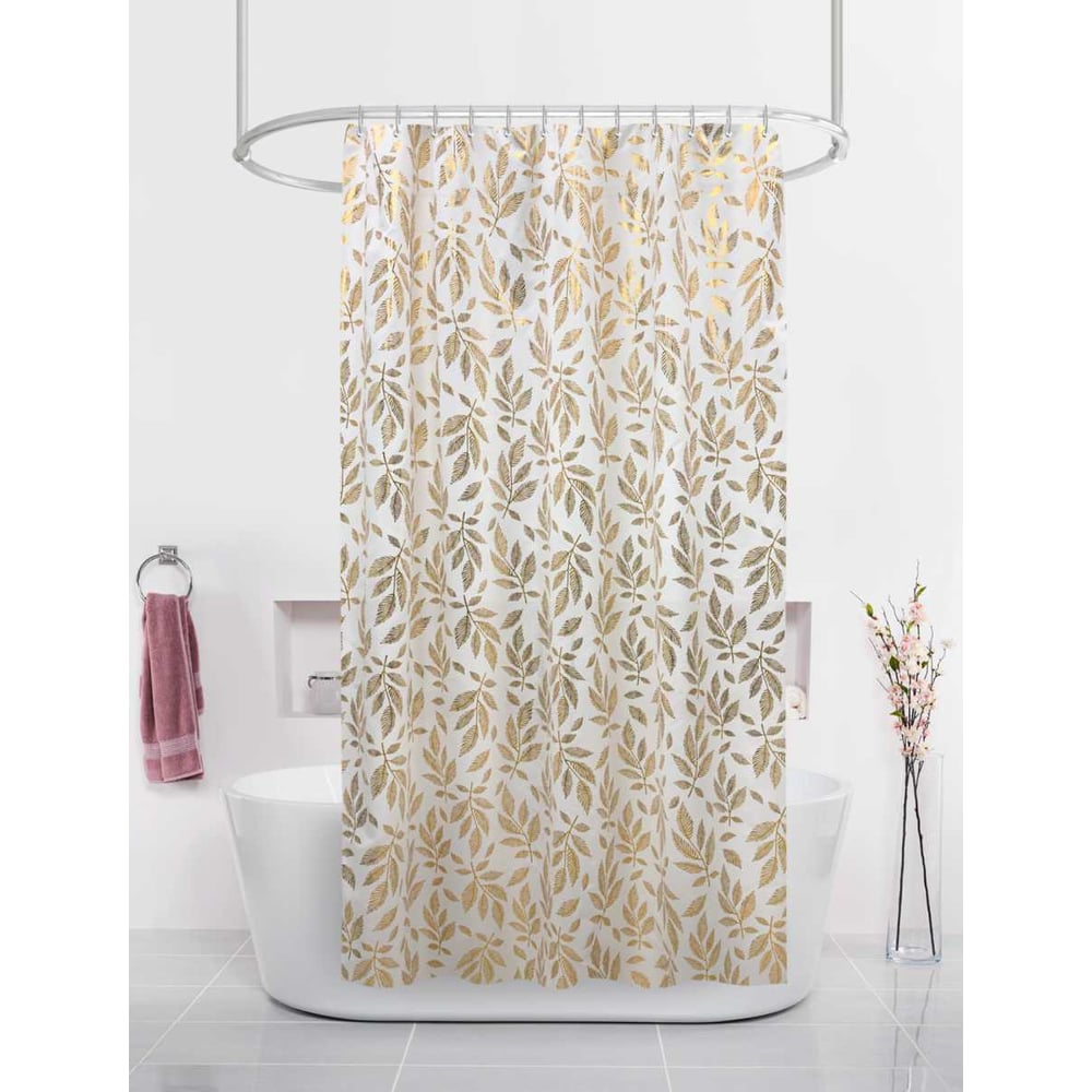 Изображение товара Штора для ванн Dasch 180х200 Золотые листья, полиэстер, водоотталкивающая