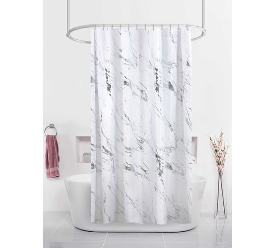 Изображение товара Штора для ванн Dasch 180х200 BT-829983, Серебро в мраморе 13823