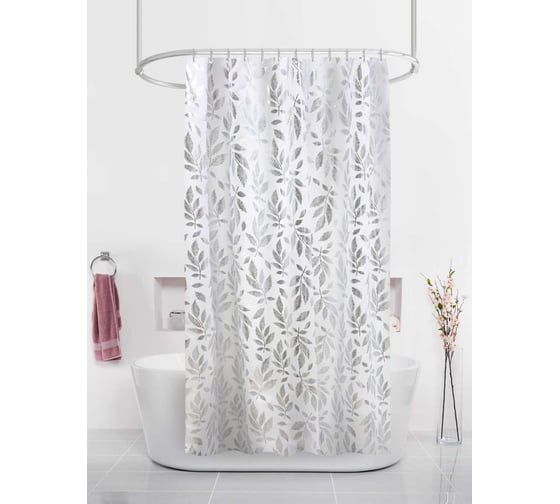 Изображение товара Штора для ванн Dasch 180х200 BT-829985, Серебряные листья 13825