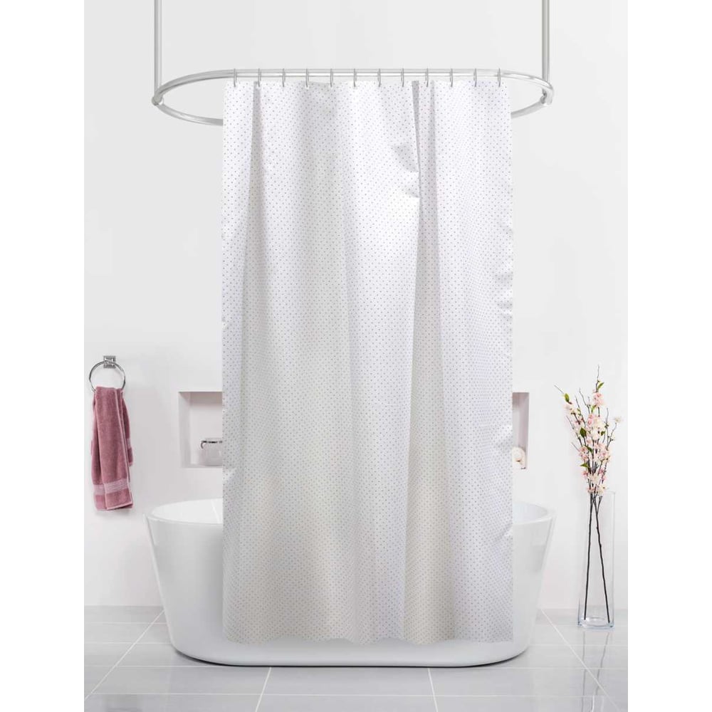 Изображение товара Штора для ванн Dasch 180x200 со страницами стразы, водоотталкивающая, белая