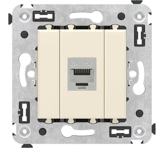 Изображение товара Компьютерная розетка DKC RJ 45, без шторки, в стену, кат.5e, одинарная, экранированная, Avanti, Ванильная дымка, 1 шт. 4405763