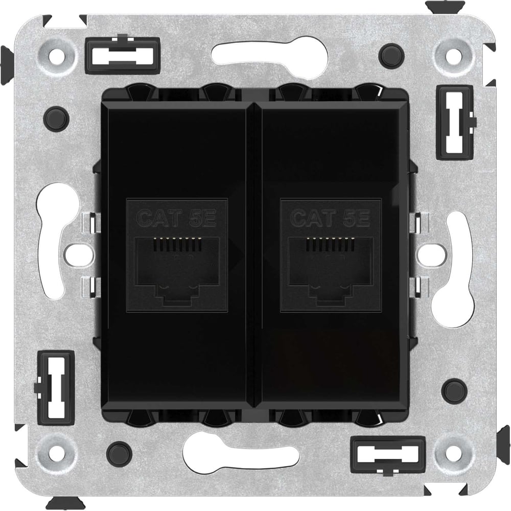 Изображение товара Компьютерная RJ45 розетка DKC Avanti кат.5e двойная черная в стену