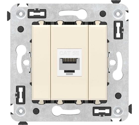Изображение товара Компьютерная розетка DKC RJ 45, без шторки, в стену, кат.5е, одинарная, Avanti, Ванильная дымка, 1 шт. 4405663