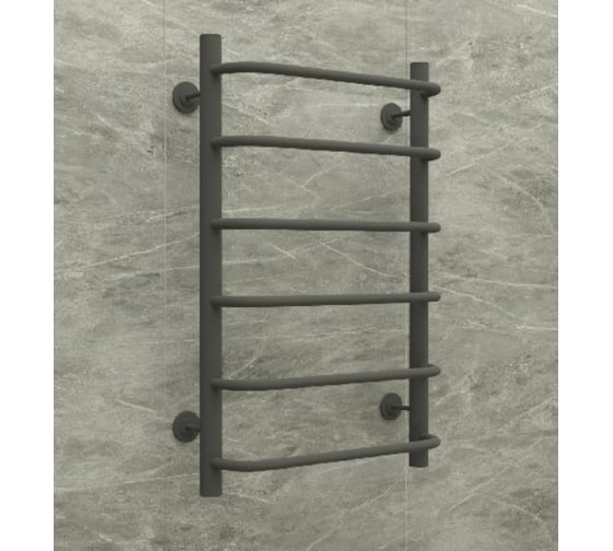 Изображение товара Полотенцесушитель стальной ТЕРМОДИЗАЙН N Steel, графит, лесенка, W=500, H=800, 7 перекладин, 1/2в.р., TDNSt003G