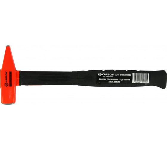 Изображение товара Молоток слесарный с резиновой рукояткой и стальным сердечником Carbon 0.5 кг CHIMH05330 086879