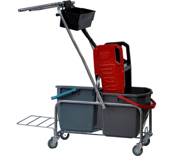 Изображение товара Тележка уборочная ОФИСМАГ Eсо-Force 2 ведра по 25л, отжим, лоток, держатель для мешка, металлический каркас 22EF/6 609749