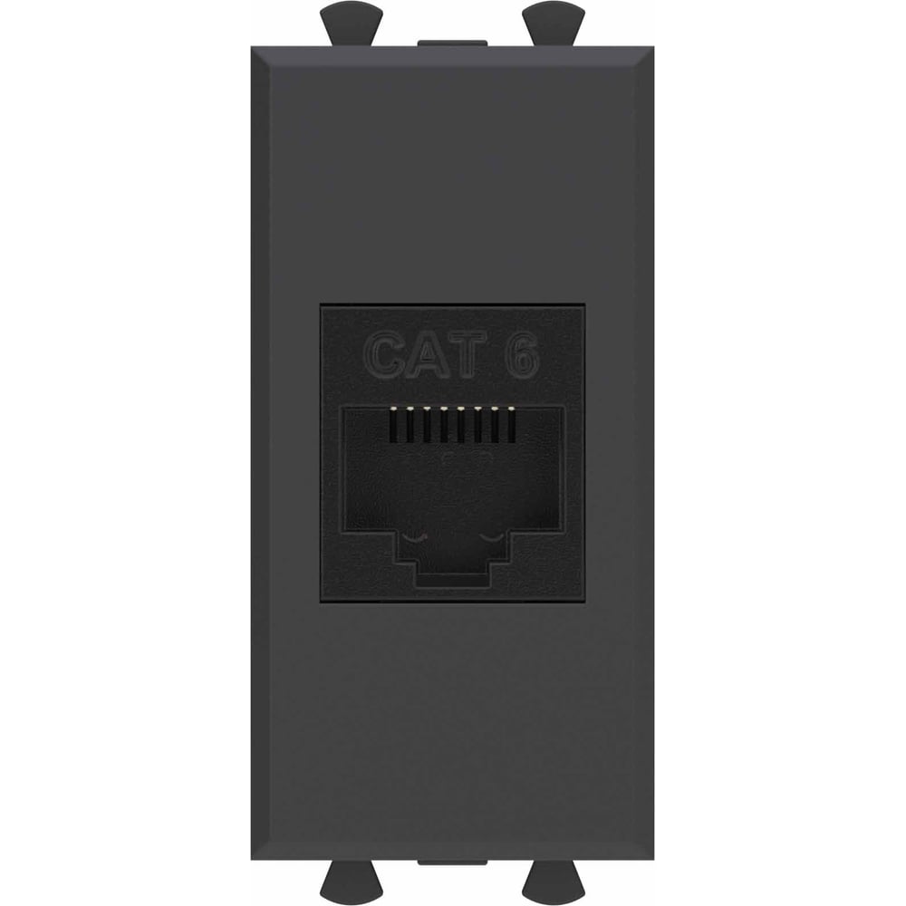 Изображение товара Компьютерная розетка DKC RJ 45, без шторки, модульная, кат.6, Avanti, Черный матовый, 1 модуль, 1 шт. 4412691