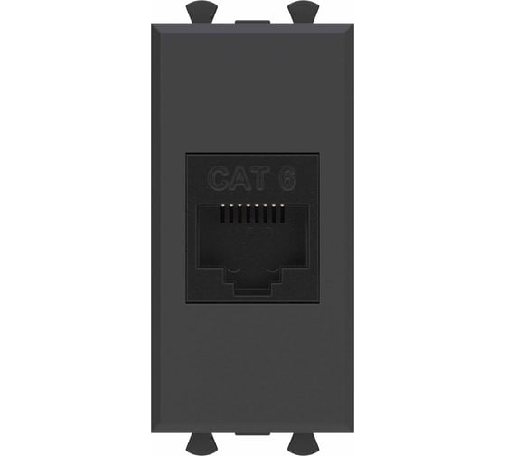 Изображение товара Компьютерная розетка DKC RJ 45, без шторки, модульная, кат.6, Avanti, Черный матовый, 1 модуль, 1 шт. 4412691