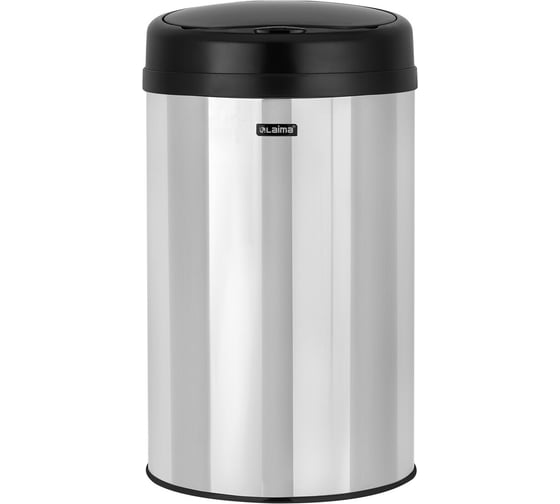 Изображение товара Сенсорное ведро для мусора LAIMA 30л нержавеющая сталь, черная матовая крышка, питание 4xAA 609328
