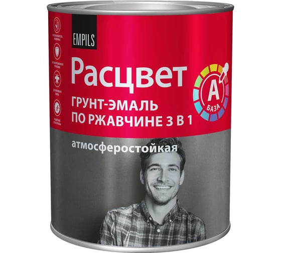 Изображение товара Грунт-эмаль 3 в 1 РАСЦВЕТ База А белая 0.8 кг 87397