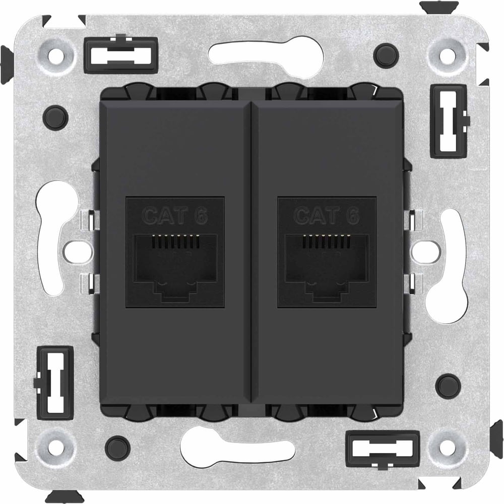 Изображение товара Компьютерная розетка DKC RJ45 двойная встраиваемая из пластика черный Avanti