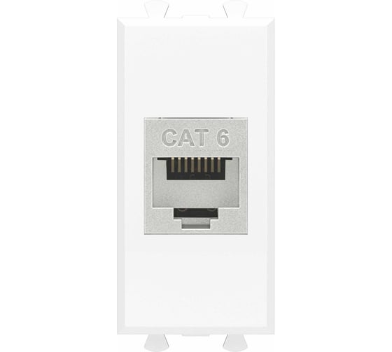 Изображение товара Компьютерная розетка DKC RJ 45, без шторки, модульная, кат.6, экранированная, Avanti, Белое облако, 1 модуль, 1 шт. 4400791