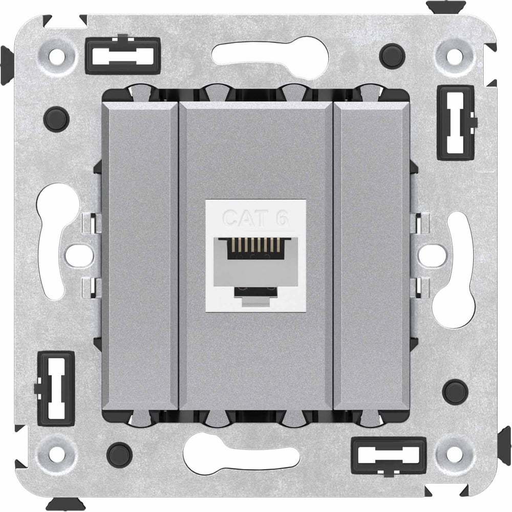Изображение товара Компьютерная розетка DKC RJ 45 без шторки в стену серый закаленная сталь