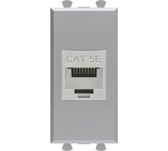 Изображение товара Компьютерная розетка DKC RJ 45, без шторки, модульная, кат.5е, экранированная, Avanti, Закаленная сталь, 1 модуль, 1 шт. 4404761