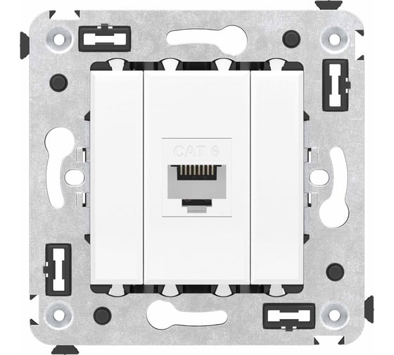 Изображение товара Компьютерная розетка DKC RJ 45, без шторки, в стену, кат.6, одинарная, Avanti, Белое облако, 1 шт. 4400693