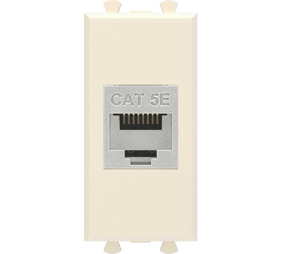 Изображение товара Компьютерная розетка DKC RJ 45, без шторки, модульная, кат.5е, экранированная, Avanti, Ванильная дымка, 1 модуль, 1 шт. 4405761