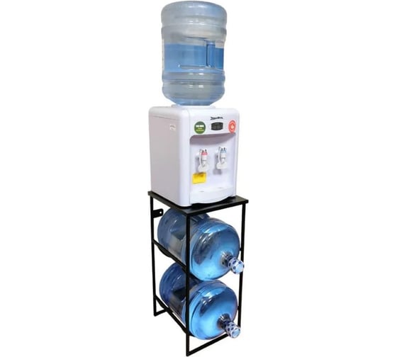 Изображение товара Подставка для 2 бутылок с водой Metall78.ru 19 л со столиком под кулер бутылочница цвет черный ПДБСТ2-9005