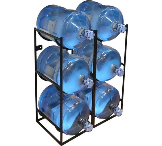 Изображение товара Подставка для 6 бутылок с водой Metall78.ru 19 л бутылочница цвет черный ПДБ6-9005