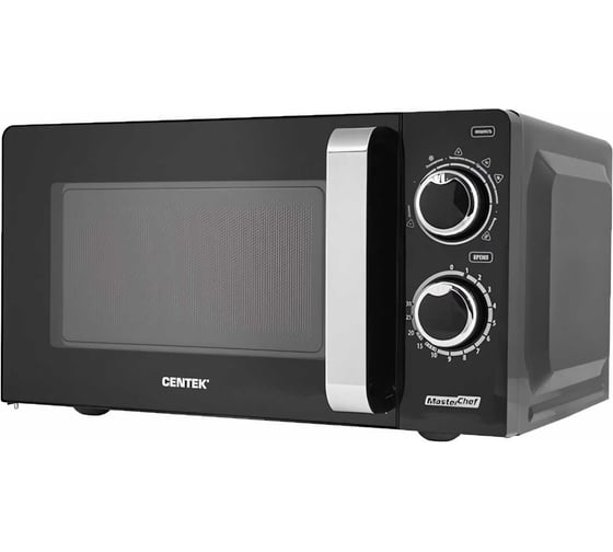 Изображение товара СВЧ Centek черный 20л 700Вт мех управление подсветка таймер 6 режимов тарелка 245 мм CT-1575