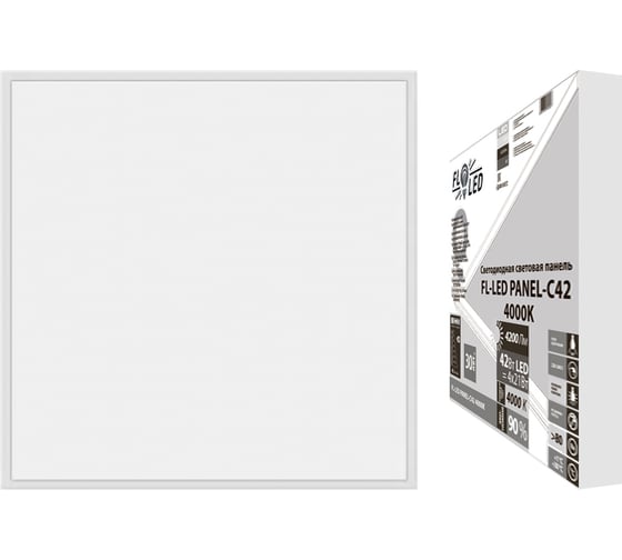 Изображение товара Светильник панель FL-LED PANEL-C42 White 4000K 595x595x25мм 42Вт 3400Лм 220-230В драйвер встроен 610775