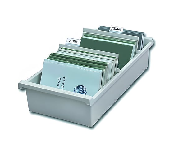 Изображение товара Картотека пластиковая ОФИСМАГ ФОРМАТ А6 (148x105 мм), горизонтальная на 1300 карточек, серая, HAN (Германия), НА956/0/11 231168