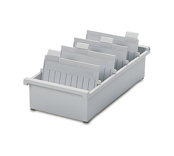 Изображение товара Картотека пластиковая ОФИСМАГ ФОРМАТ А5 (210x148 мм), горизонтальная на 1300 карточек, серая, HAN (Германия), НА955/0/11 231167