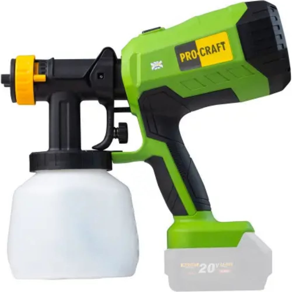 Изображение товара Краскопульт аккумуляторный PROCRAFT 20В 750 мл/мин для водных красок
